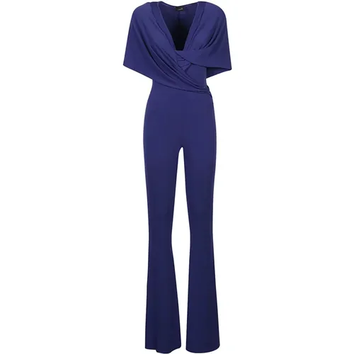 Marineblauer Maxi Flare Jumpsuit mit Kapuze , Damen, Größe: XS - Andamane - Modalova