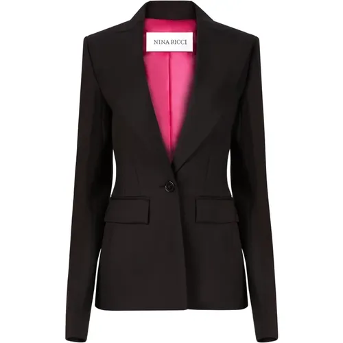 Wool Gabardine Blazer , female, Sizes: 2XL, S, L, M, 2XS, XS, 3XS - Nina Ricci - Modalova