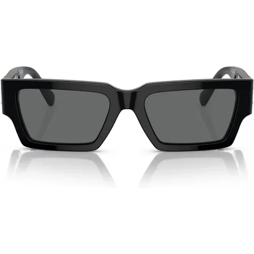 Rectangular Sunglasses with Dark Grey Lens and Glossy Frame , unisex, Sizes: 54 MM - Versace - Modalova