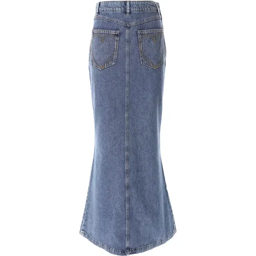 Denim Heart Pockets Lange Rock , Damen, Größe: L - Moschino - Modalova