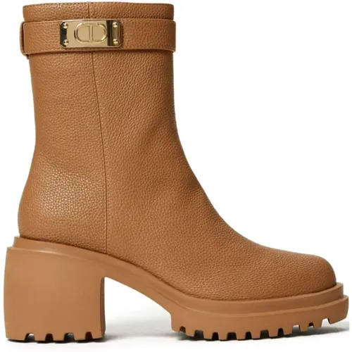 Stiefeletten mit Metall-Logo und Riemen , Damen, Größe: 37 EU - Twinset - Modalova