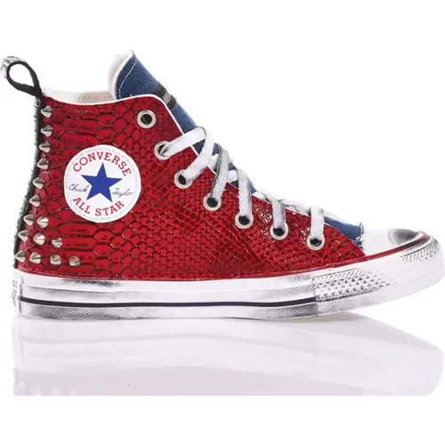 Schwarz Rote Sneakers Handgefertigter Stil , Herren, Größe: 36 1/2 EU - Converse - Modalova