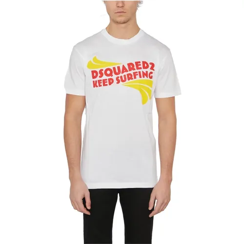 Baumwoll-Print T-Shirt , Herren, Größe: 2XL - Dsquared2 - Modalova