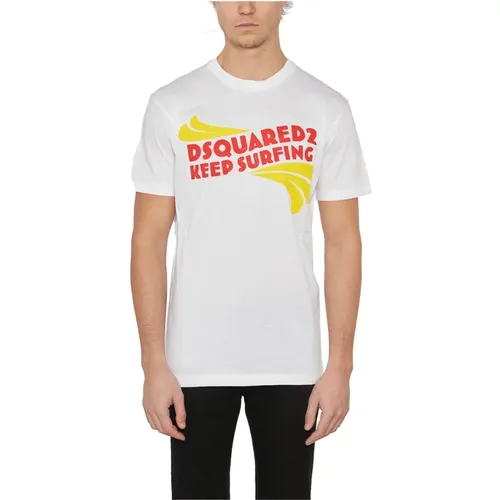 Baumwoll-Print T-Shirt , Herren, Größe: M - Dsquared2 - Modalova