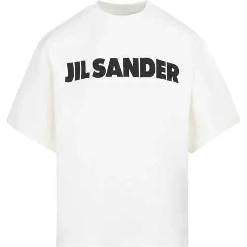 T-Shirt with Black Logo , female, Sizes: M, L - Jil Sander - Modalova