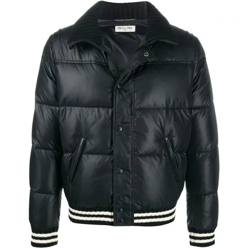 Padded Jacket with Ribbed Trims , male, Sizes: L, M, S - Saint Laurent - Modalova