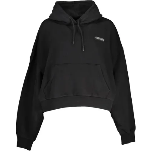 Schwarzer Baumwoll-Hoodie mit Logo , Damen, Größe: S - Napapijri - Modalova