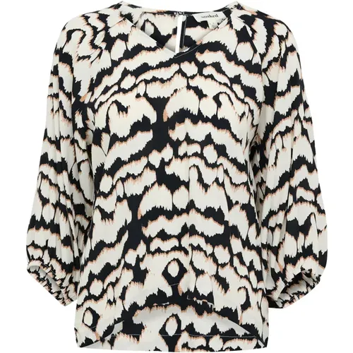 Zig Zag Blouse Whitecap Gray , female, Sizes: XS, 2XL, M, L, S, XL - Soaked in Luxury - Modalova