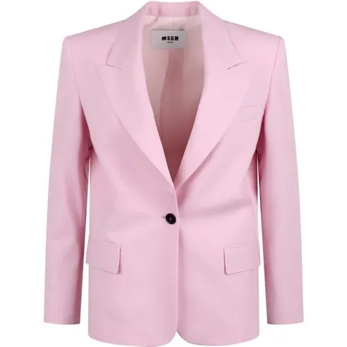 Blazer mit Applikation und Logo , Damen, Größe: M - MSGM - Modalova