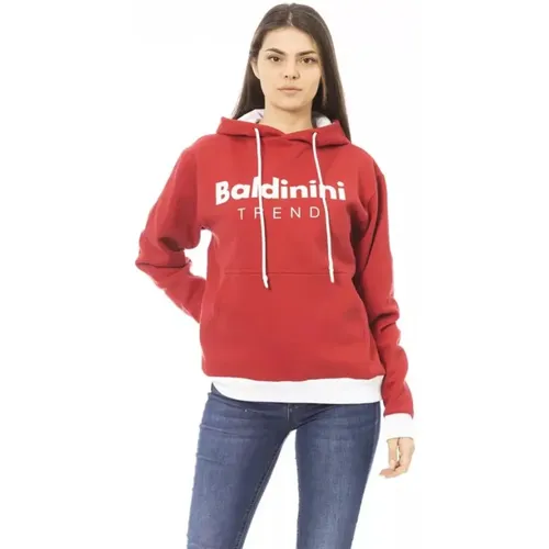 Eleganter Roter Baumwoll-Hoodie mit Logo , Damen, Größe: XL - Baldinini - Modalova