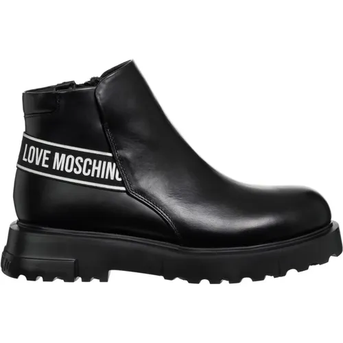 Zip Closure Ankle Boots Plain Pattern , female, Sizes: 7 UK, 5 UK, 6 UK, 4 UK - Love Moschino - Modalova