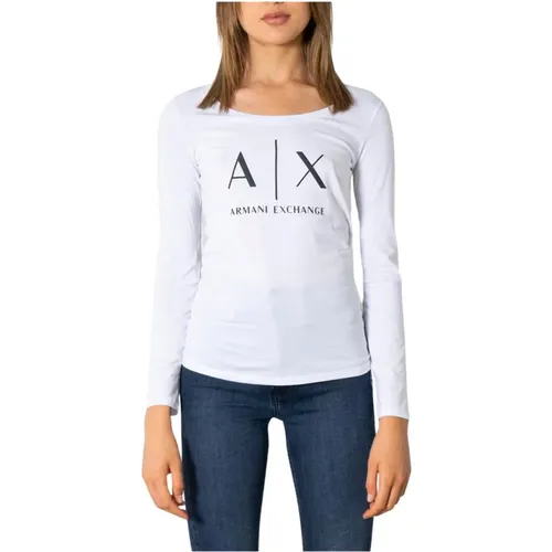 Long Sleeve Round Neck T-shirt , female, Sizes: XL - Armani Exchange - Modalova