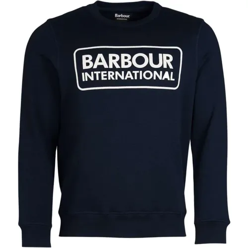 Navy Sweatshirt mit Großem Logo - Klassischer Stil , Herren, Größe: XL - Barbour - Modalova