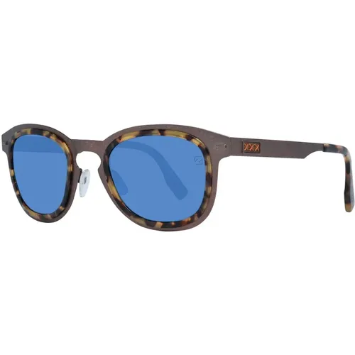 Bronzene Herren Sonnenbrille Runde Blaue Linse - Ermenegildo Zegna - Modalova