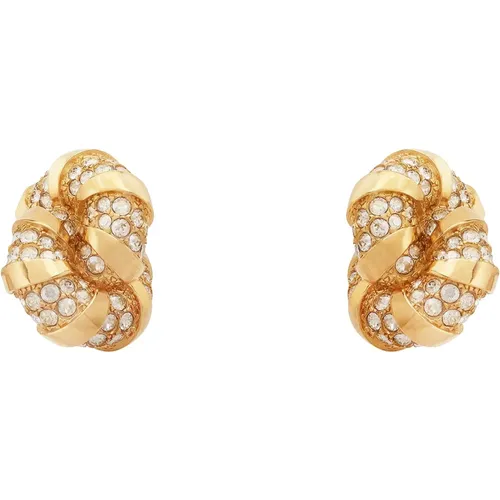 Gold Metal Earrings with Crystals and Braided Design , female, Sizes: ONE SIZE - Lanvin - Modalova