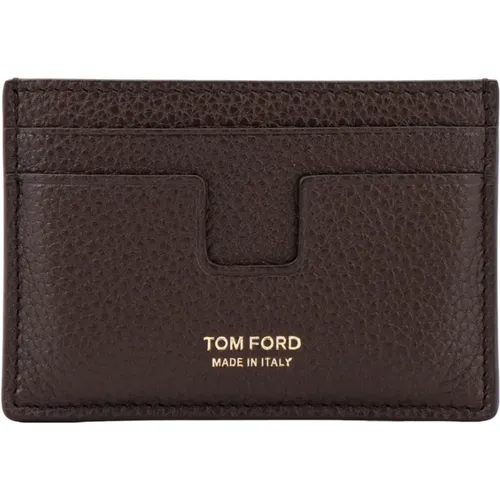 Braune Lederbrieftasche mit Logoaufdruck , Herren, Größe: ONE Size - Tom Ford - Modalova