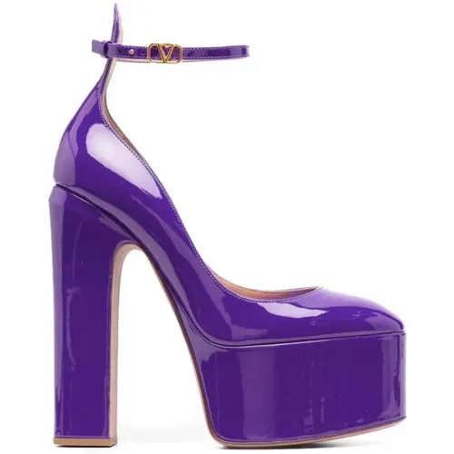 Electric Violet Platform Pumps , female, Sizes: 5 1/2 UK - Valentino Garavani - Modalova