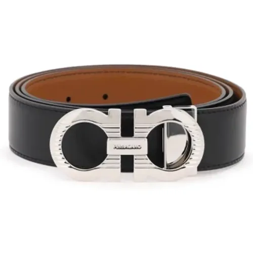 Reversible Leather Belt with Gancini Buckle , male, Sizes: 115 CM, 105 CM - Salvatore Ferragamo - Modalova