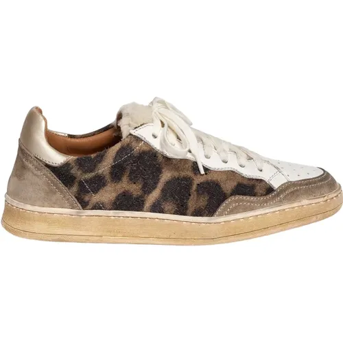 Animalier Leder Sneaker mit Wolle , Damen, Größe: 41 EU - Elia Maurizi - Modalova