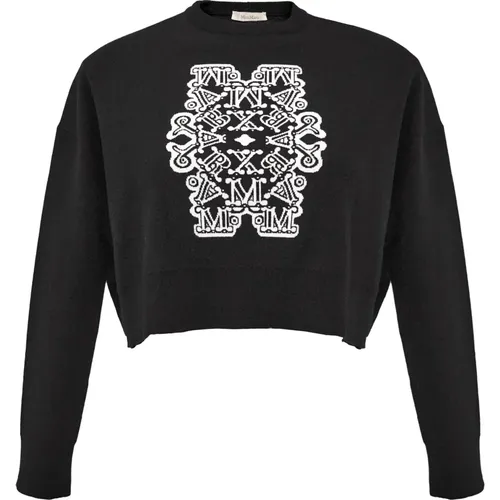 Jacquard Wolle Cropped Pullover , Damen, Größe: XL - Max Mara - Modalova