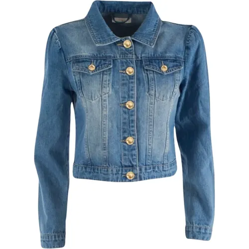 Blaue Jeansjacke mit Kontrastknöpfen - YES ZEE - Modalova