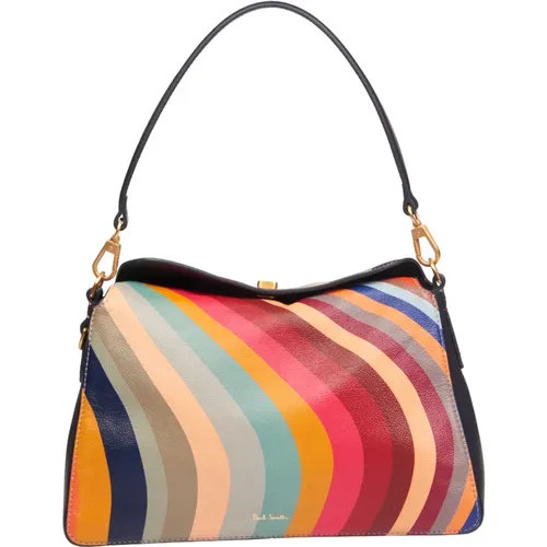 Striped Leather Handbag , female, Sizes: ONE SIZE - PS By Paul Smith - Modalova