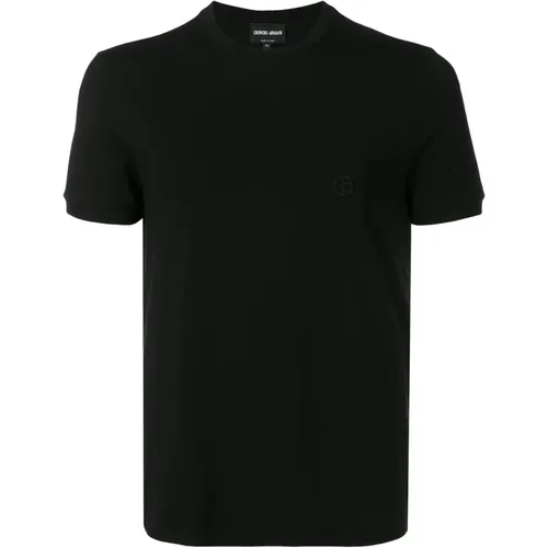 Slim Fit T-shirt with Embroidered Logo , male, Sizes: 3XL, L, XL, M - Giorgio Armani - Modalova