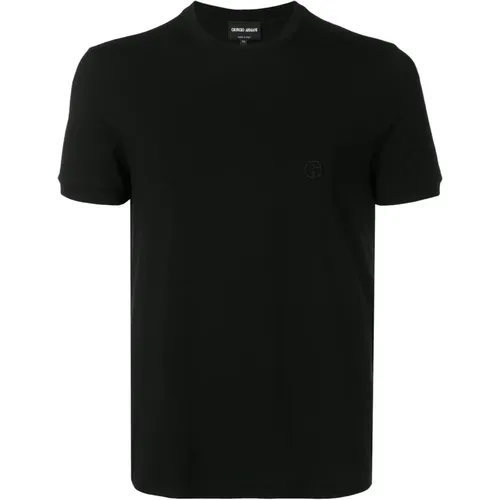 Slim Fit T-shirt with Embroidered Logo , male, Sizes: M - Giorgio Armani - Modalova