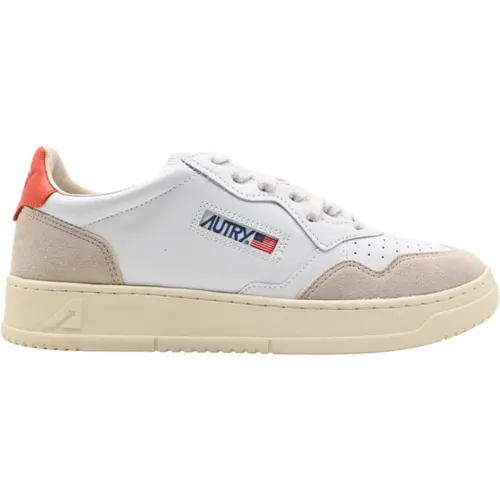 White Orange Leather Sneakers , male, Sizes: 12 UK - Autry - Modalova
