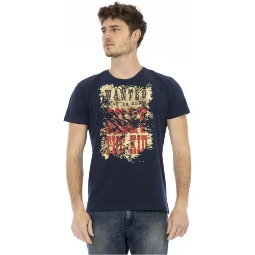 Action Blå Bomuld T-Shirt , male, Sizes: 2XL, L, M - Trussardi - Modalova