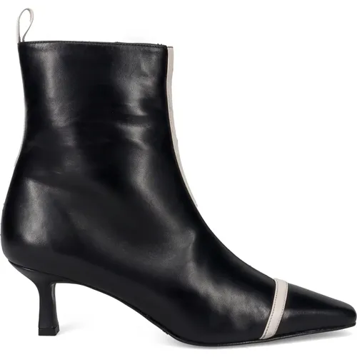 Schwarze Leder-Stiefeletten , Damen, Größe: 39 EU - Sangiorgio - Modalova