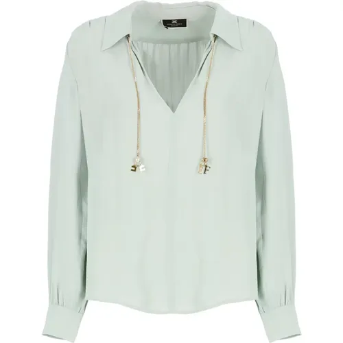 Light Shirt with Golden Chain , female, Sizes: L, XS - Elisabetta Franchi - Modalova