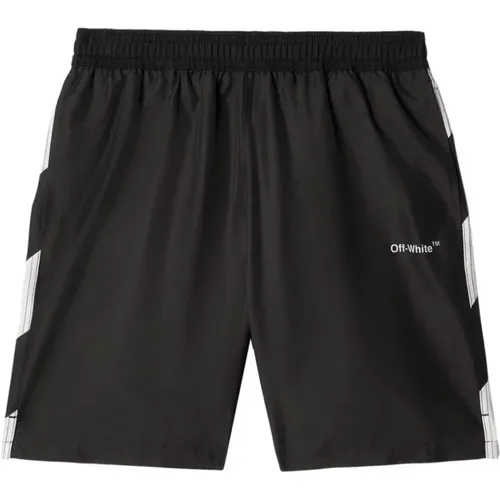 Diagonale Logo Surfer Badeshorts Schwarz/Weiß - Off White - Modalova