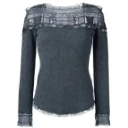 Grey Lace Detail Sweater , female, Sizes: L - Ermanno Scervino - Modalova