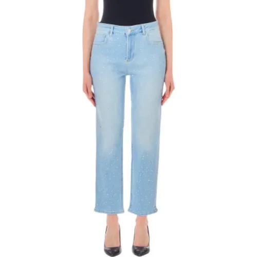 Jeans Straight Fit Strass Light , female, Sizes: W28, W27, W26, W29, W30 - Liu Jo - Modalova