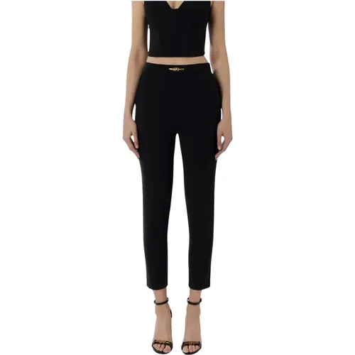 Stretch Crepe Straight Pants - , female, Sizes: 2XS - Elisabetta Franchi - Modalova