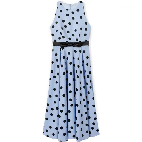 Midi-Kleid mit Punkten und Schleife , Damen, Größe: XS - Motivi - Modalova