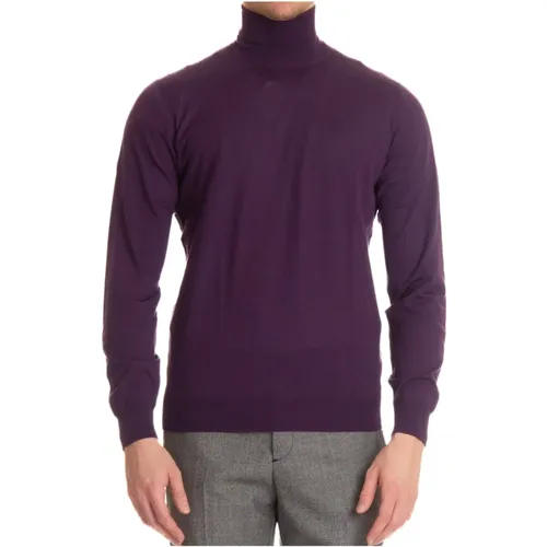 Lila Feinstrick Rollkragenpullover aus extrafeiner Wolle , Herren, Größe: XL - Drumohr - Modalova