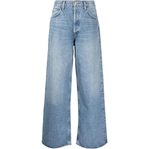 Blaue High-Rise Straight-Leg Jeans , Damen, Größe: W25 - Agolde - Modalova