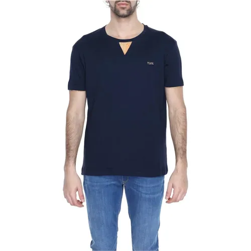 Blaues Baumwoll T-Shirt Kurze Ärmel Runder Ausschnitt , Herren, Größe: M - Alviero Martini 1a Classe - Modalova
