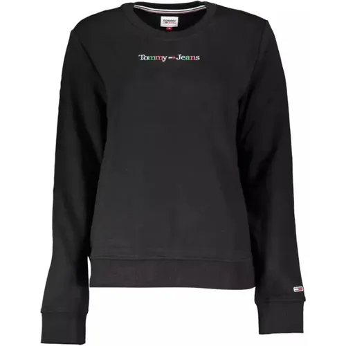 Schwarzer Baumwollpullover mit Stickerei - Tommy Hilfiger - Modalova