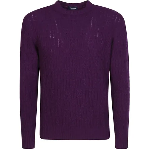 Lambswool Spiga Braid Sweater , male, Sizes: XL, L - Drumohr - Modalova