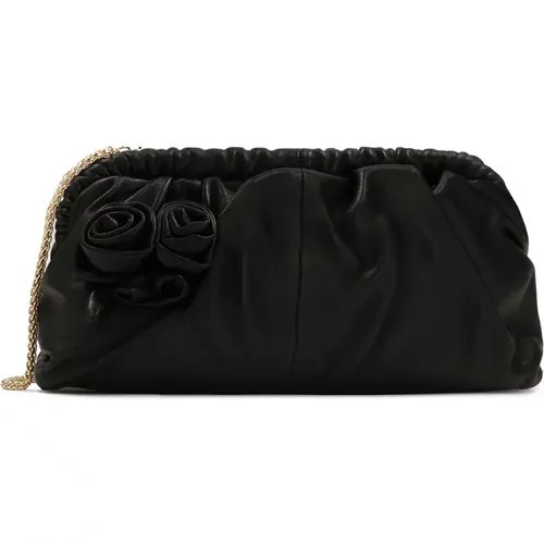 Schwarze Clutch-Tasche mit 3D-Rosen - Kazar - Modalova