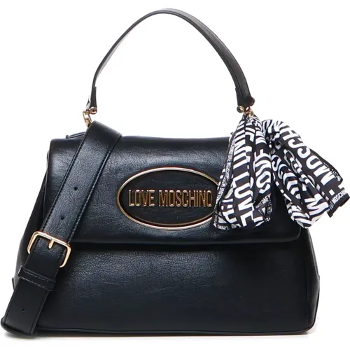 Schwarze Handtasche mit Dekorativem Schal - Love Moschino - Modalova