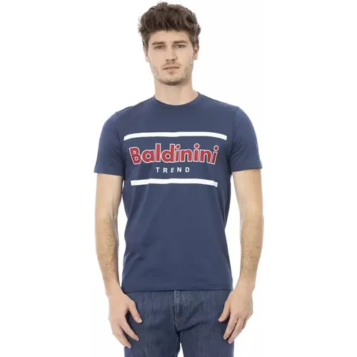Blau Baumwoll Trend T-Shirt mit Frontprint , Herren, Größe: XL - Baldinini - Modalova
