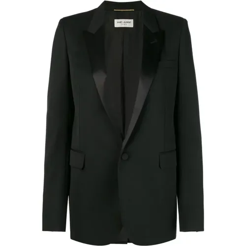 Tube Tuxedo Jacket In Grain De Poudre , female, Sizes: L - Saint Laurent - Modalova