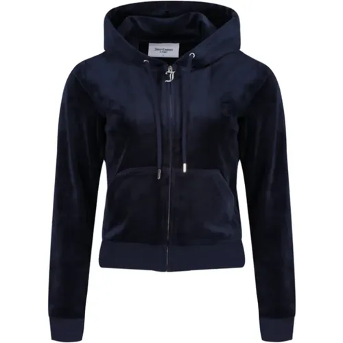 Velour Zip Hoodie mit JC Logo , Damen, Größe: XS - Juicy Couture - Modalova