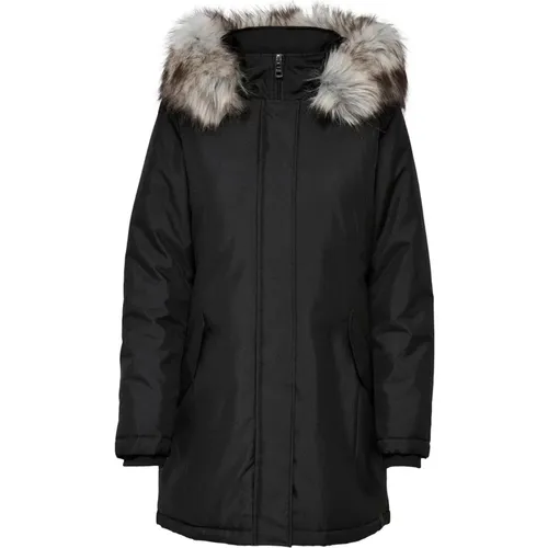 Schwarze Kapuzenjacke mit Reißverschluss , Damen, Größe: XS - Only - Modalova