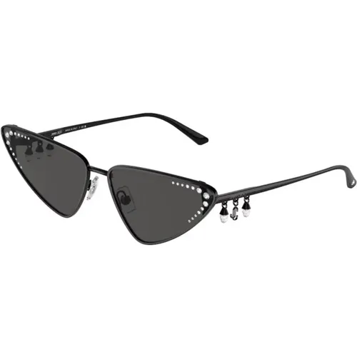 Schwarzer Rahmen Dunkelgraue Linse Sonnenbrille , unisex, Größe: 63 MM - Jimmy Choo - Modalova