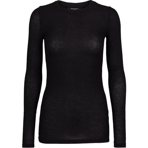 Schwarzes Damen Langarm T-Shirt , Damen, Größe: S - Bruuns Bazaar - Modalova